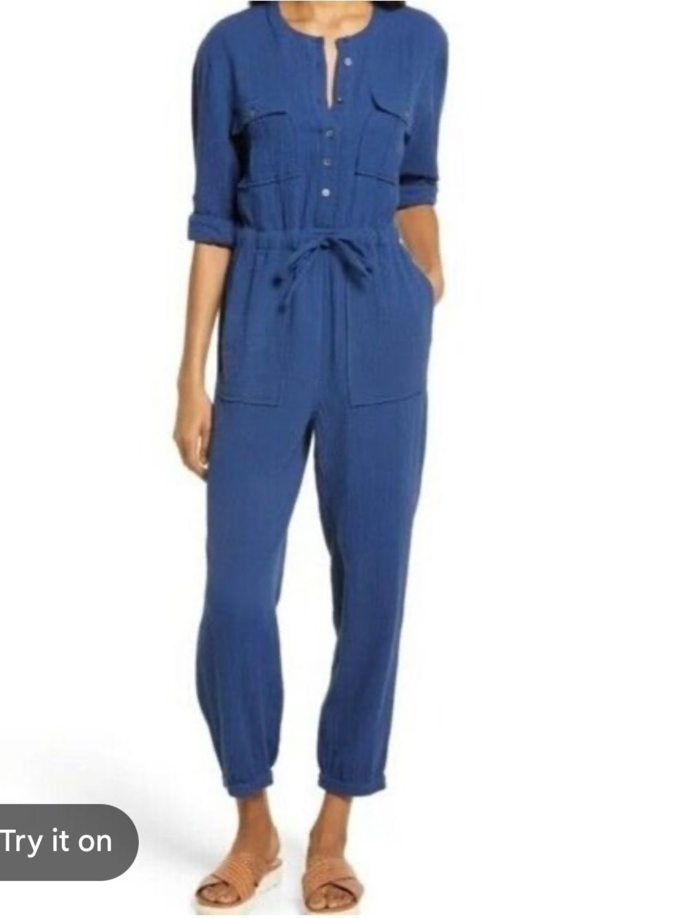 MADEWELL WOMENS LIGHTSPUN GAUZEY BLUE JUMPSUIT 4